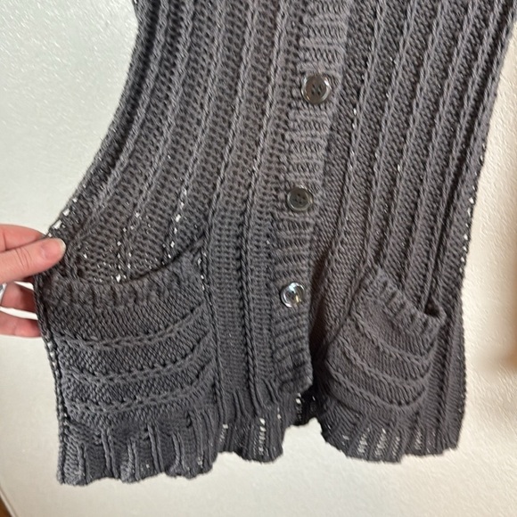 Inhabit Gray Open Weave Boho Y2K Cardigan Size Medium - Picture 2 of 7